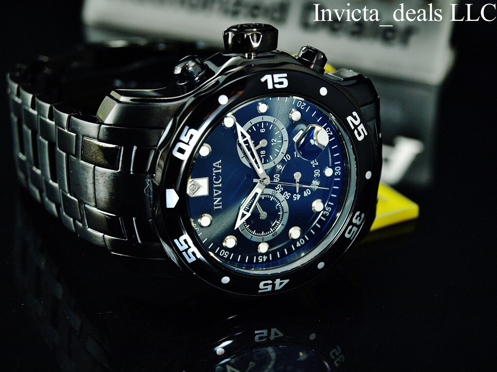 NEW Invicta Men’s 48mm Pro Diver SCUBA Chronograph COMBAT Triple Black SS Watch