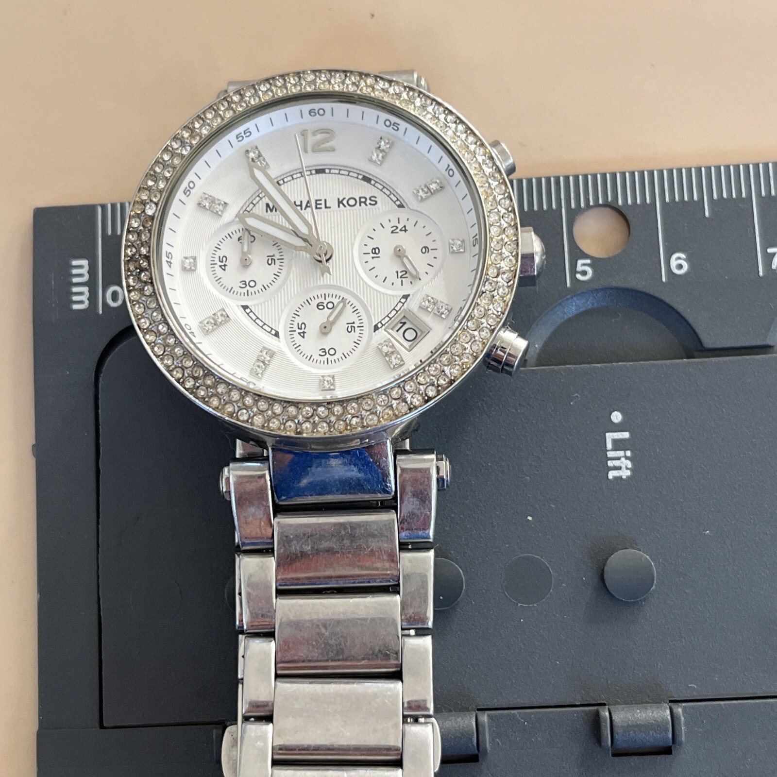 Michael Kors Parker Stainless Steel Watch With Glitz Accents New Battery works