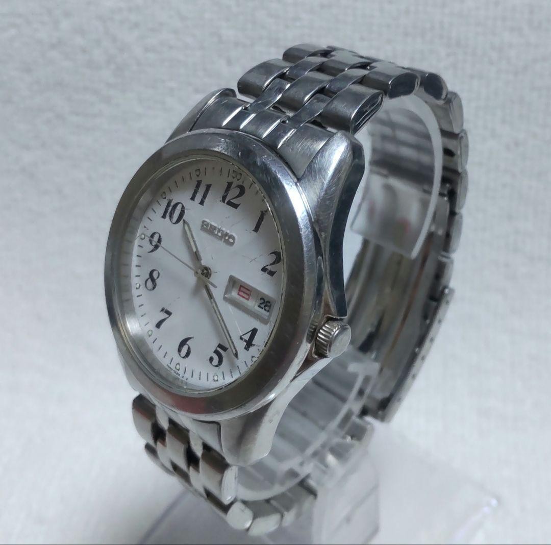 Seiko Quartz Mens Wristwatch 7N43-0AM0 Silver 34mm wrist 18cm/7.1in