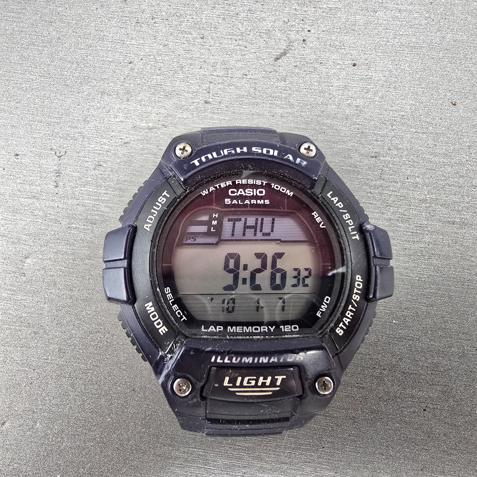 Casio W-S220 Watch Men 50mm Blue Black Alarm Chronograph Digital Solar Works