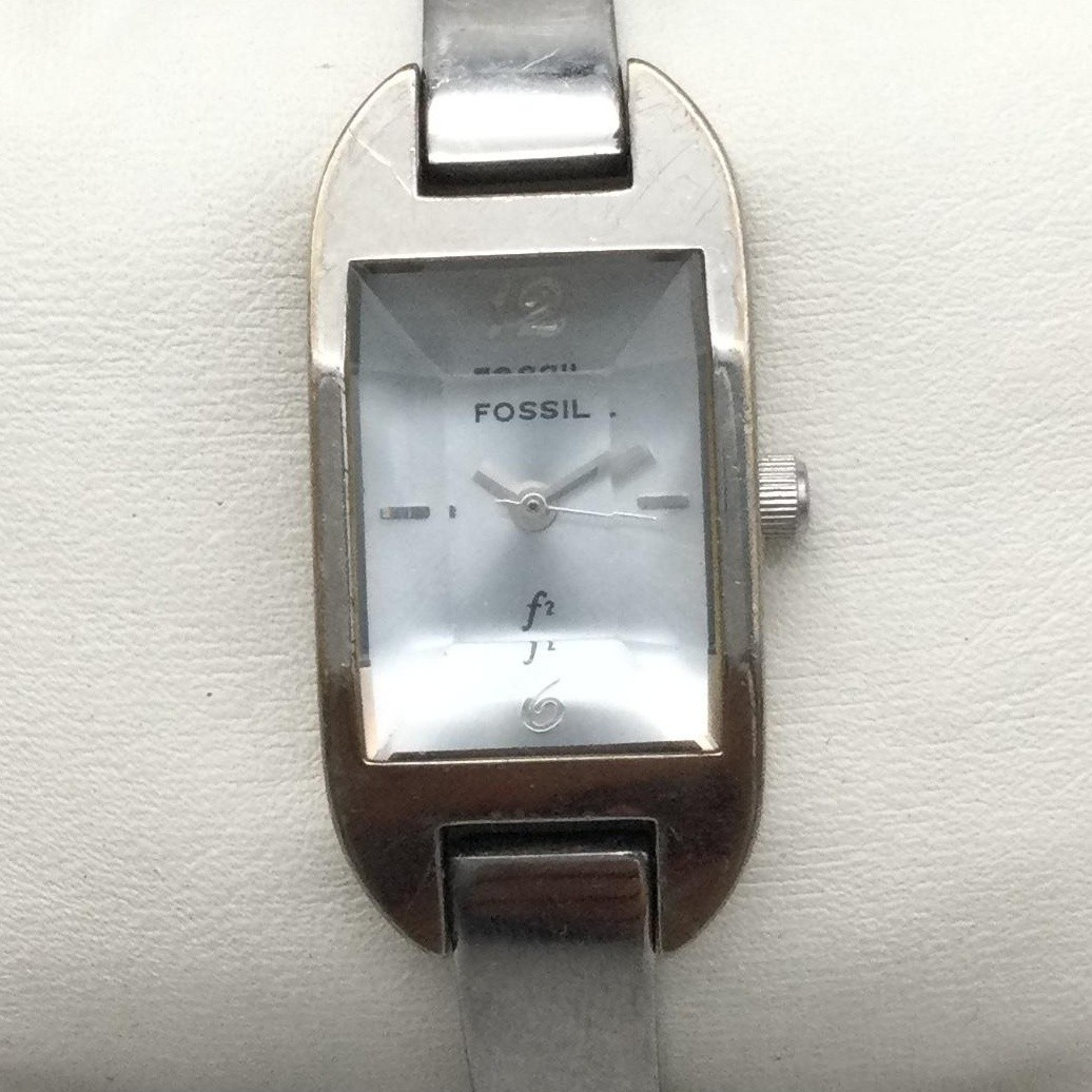 Fossil F2 Womens Watch 17mm Silver Tone Stainless ES-9308 New Battery 5.75″