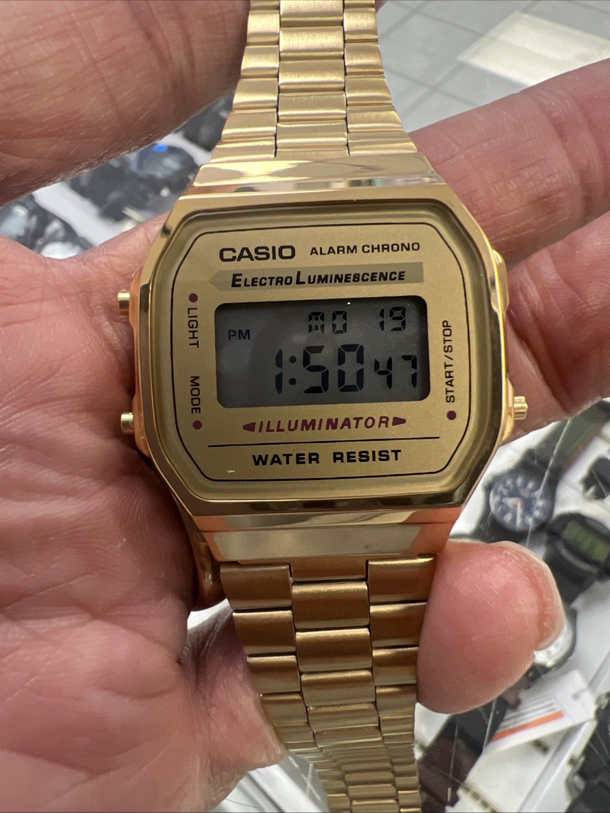 CASIO😱 A168WE (3298) ILLUMINATOR GOLDEN Watch, Unisex(No Box🙏)BNT🔥