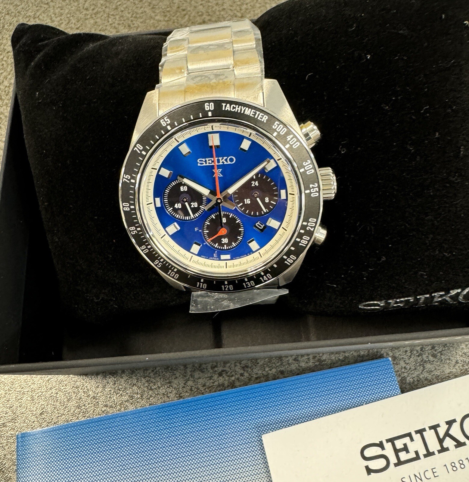 Seiko Prospex Speedtimer Solar Steel Bracelet Blue Dial Watch – SSC931 NWT