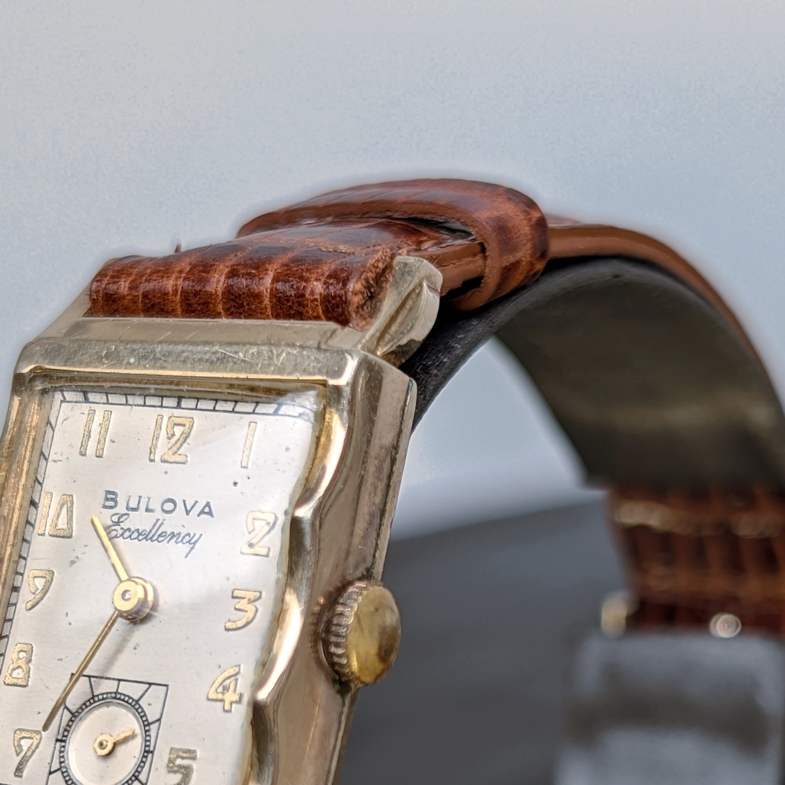 Bulova Excellency 7AA Tank Mechanical Wind Gents/Men’s Watch Vtg 1949 Running