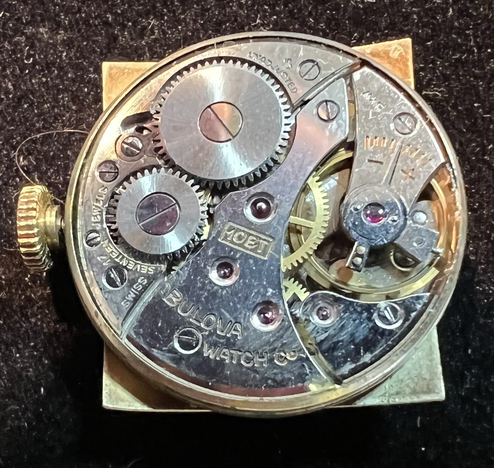 Vintage Bulova 10k Gold Filled Watch Beveled Crystal Runs Keeps Time Head Only