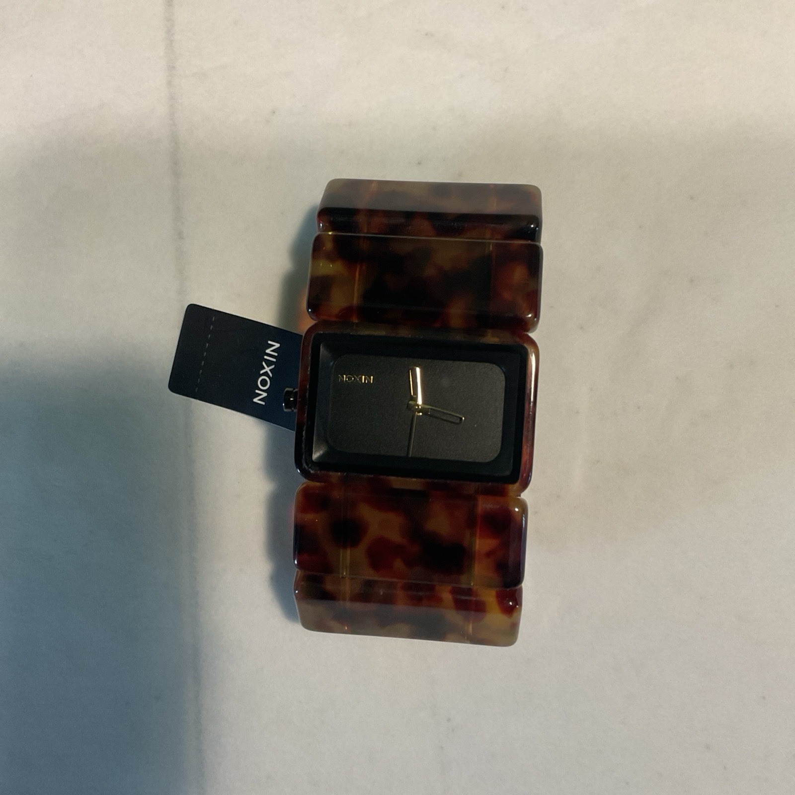 Nixon Ladies Vega Tortoise Stretch Bracelet Quartz Watch 3 Hand Movement