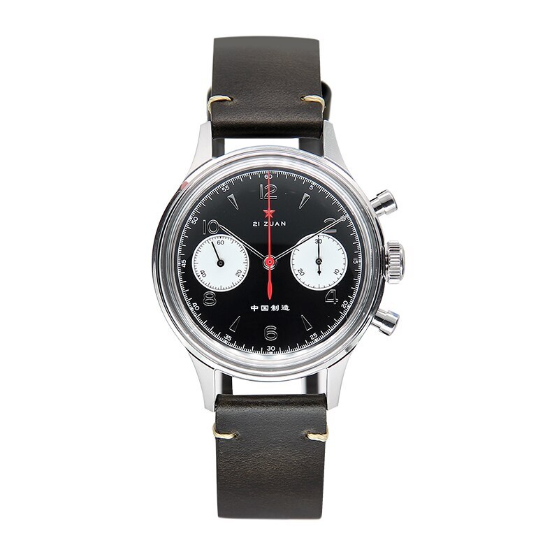 RED STAR 1963 Pilot SEAGULL ST1901 Chronograph Hand Winding Watch 38mm Swan Neck