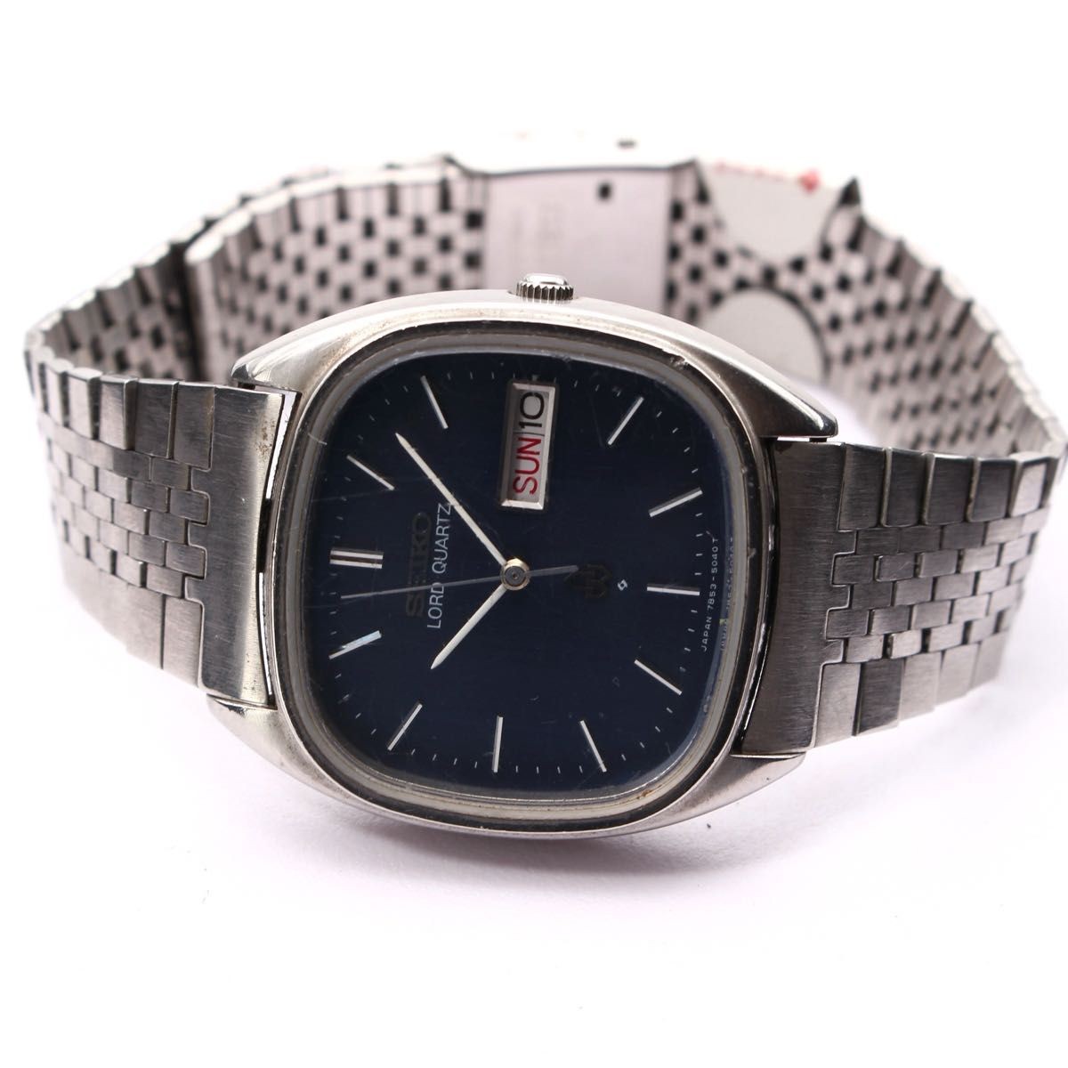 SEIKO Lord Quartz 7853-5030 Day Date Blue Dial Vintage Men’s Watch Japan