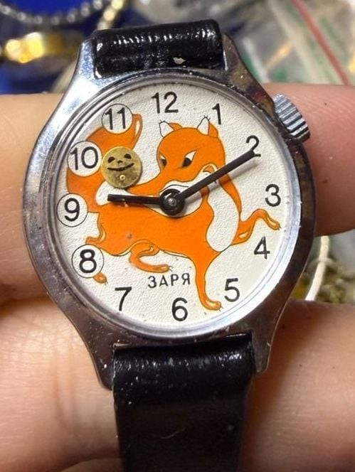 Vintage Zarya Soviet Mechanical Children’s Watch with Fox Dial