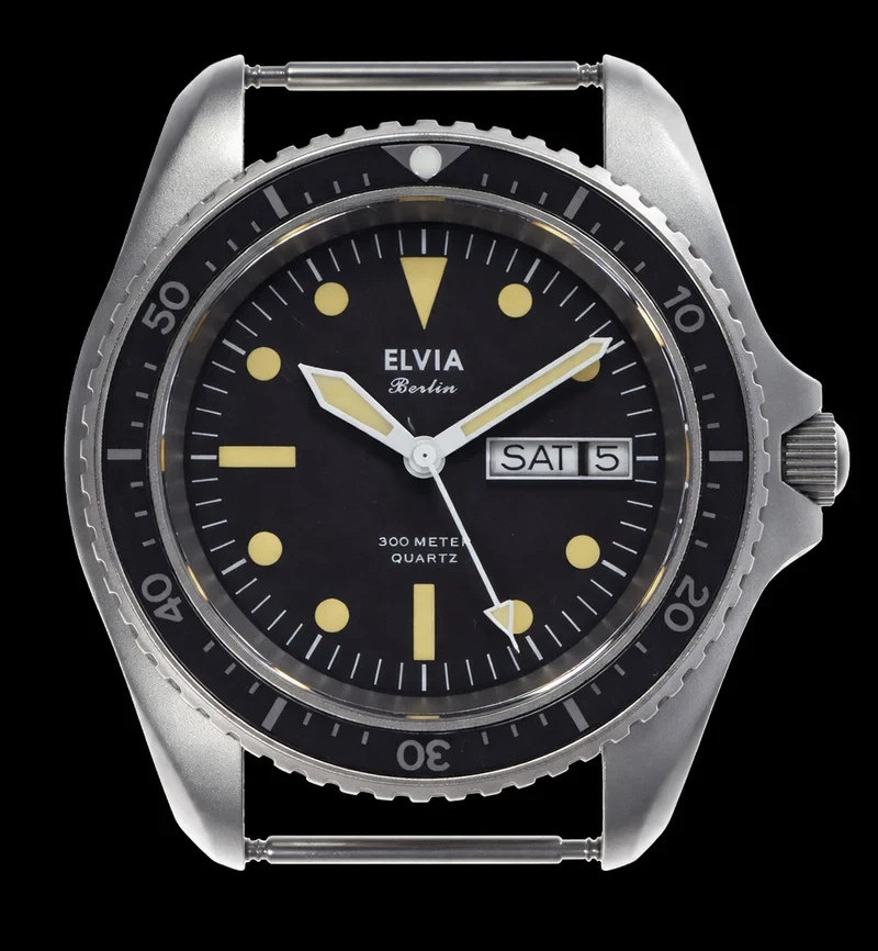 ELVIA Day/Date Military Divers Watch with Sapphire Crystal and Quartz Movement