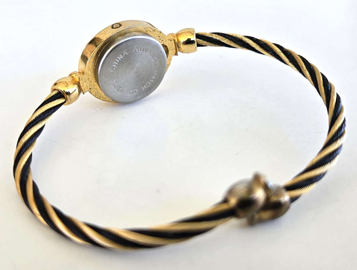 Vintage Advance LCD Digital Gold Tone Quartz Ladies Bangle Watch New Battery