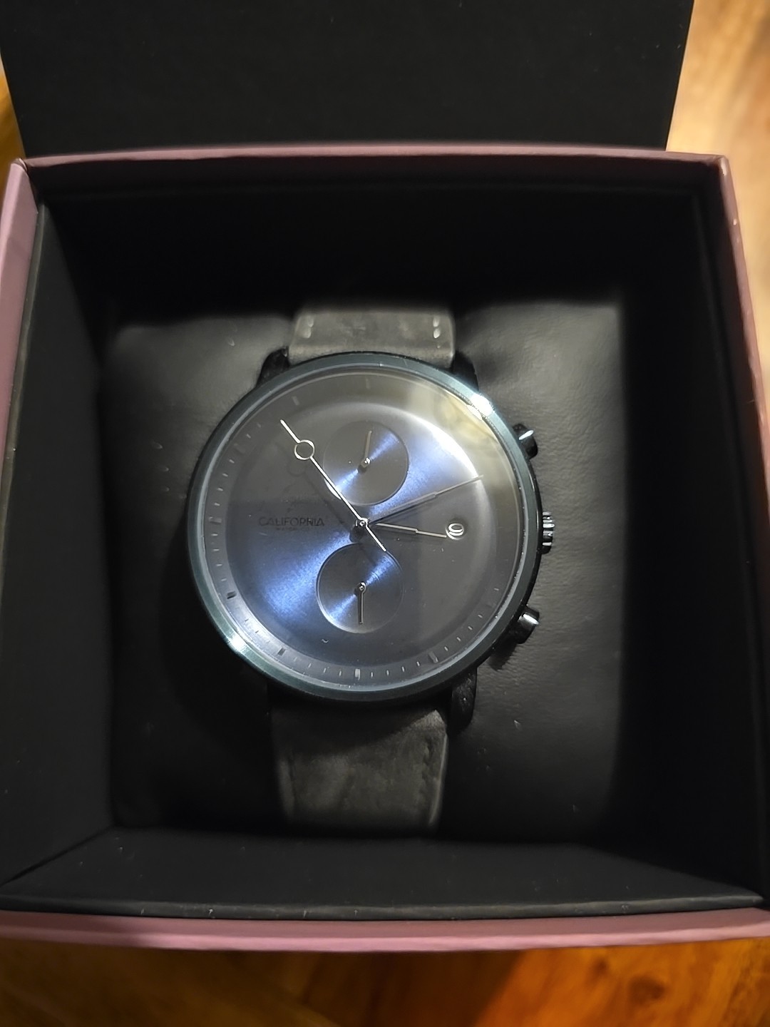 California Watch Golden Gate Chrono Leather Deep Blue Gray MSRP $300