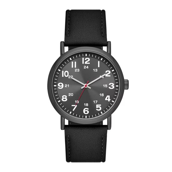 George Men’s Watch: Gunmetal Tone Case, Black Easy Read Dial, Black Vegan Leathe