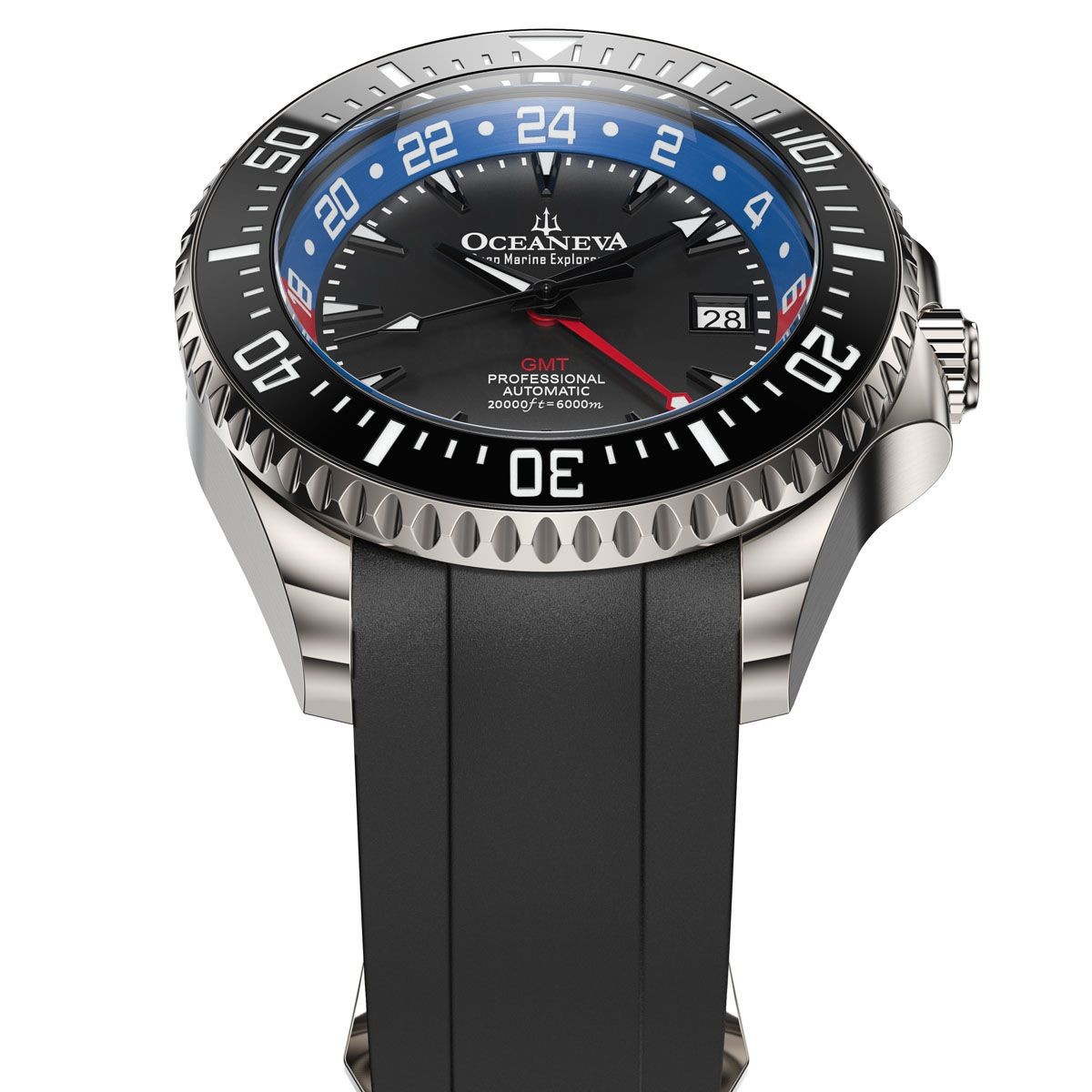 Oceaneva Deep Marine Explorer VI 6000m Titanium GMT Red Blue Automatic Watch