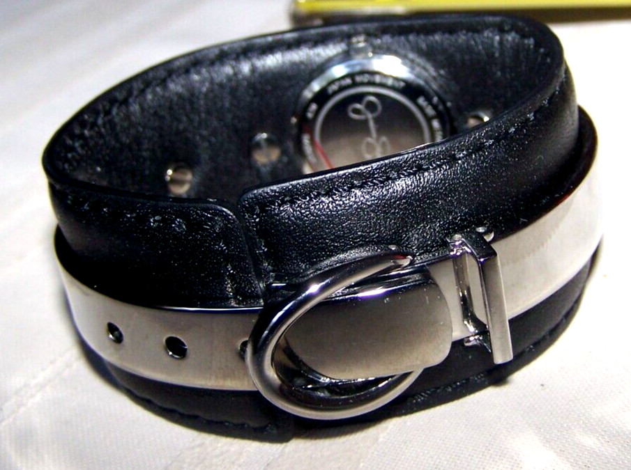 Jessica Simpson Women’s jso27b Leather Metal Wrap Buckle Band Wristwatch Sharp 1