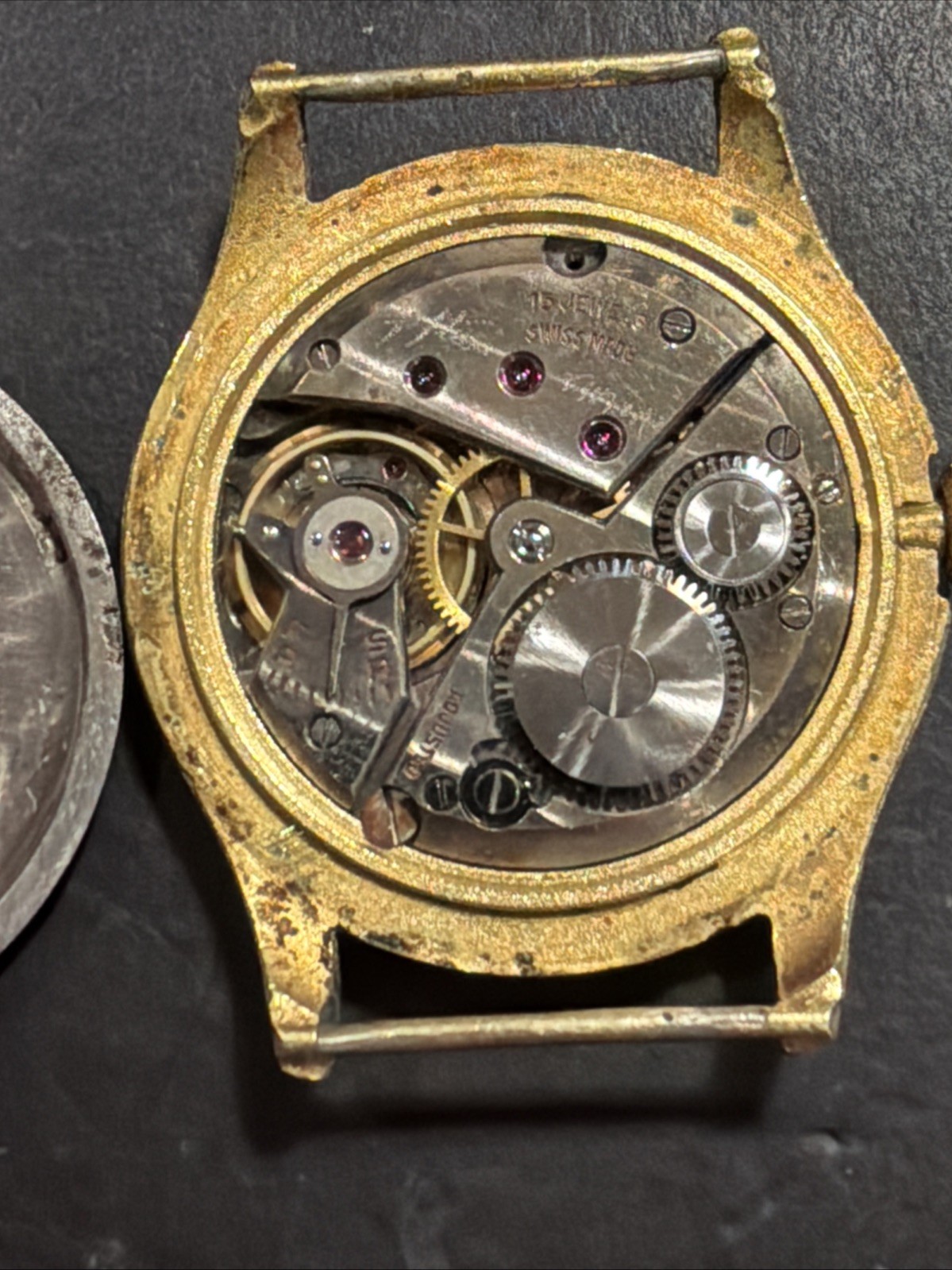 AC39 Timor Suizo Men’s Mechanical Vintage Watch Swiss Missing Crystal Running**