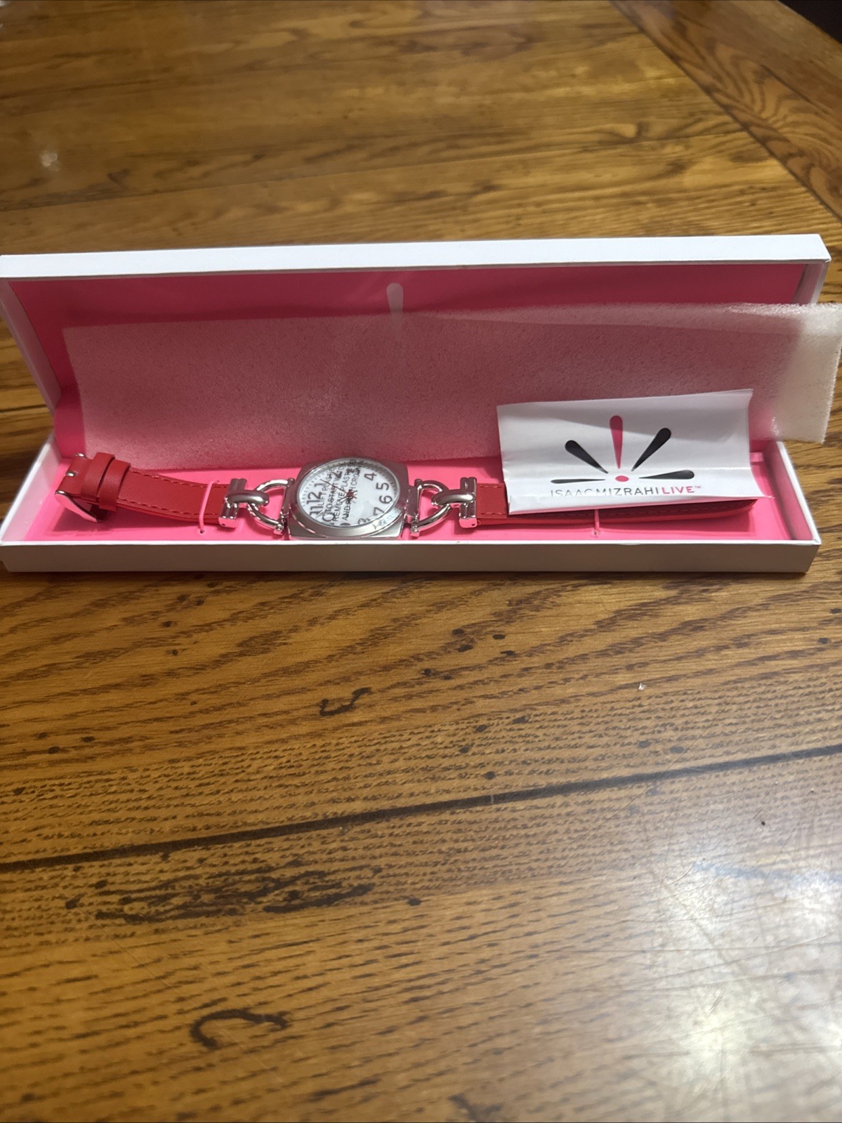 Isaac Mizrahi Live! watch Pink Band jeweled face. New in Box