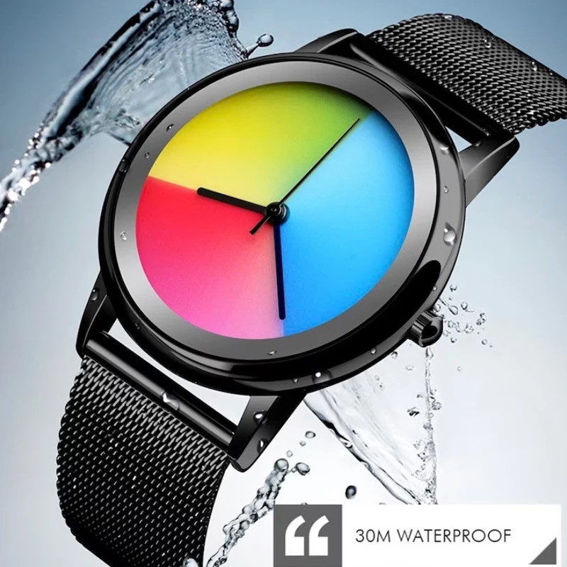 New Unique Women Watch Fashion Casual Colorful Changing Dial Quartz Wriswatch Si