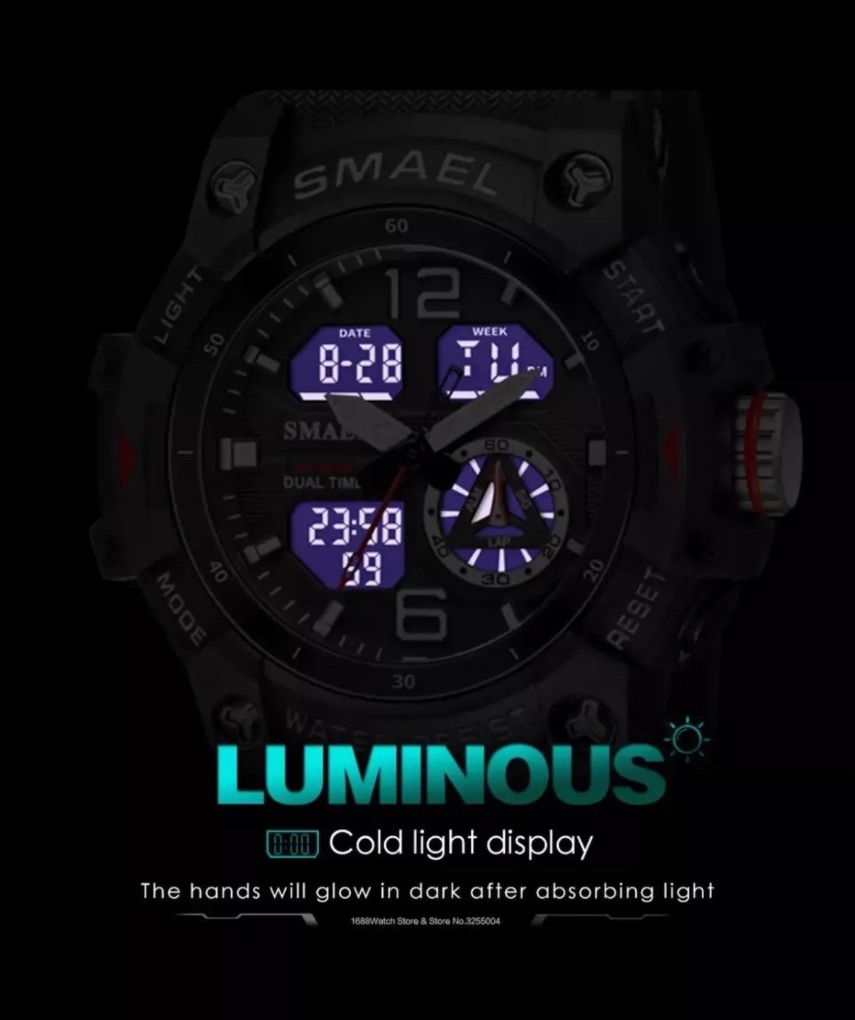 SMAEL Men’s Waterproof Watch, Military Style Watch with Alarm and Stopwatch