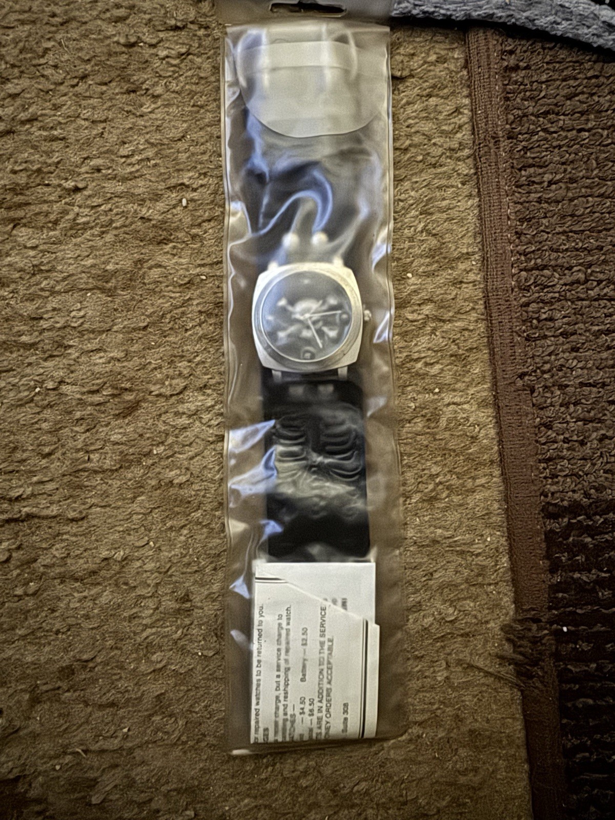Beyond America Mens Black Leather Strap Skull Watch