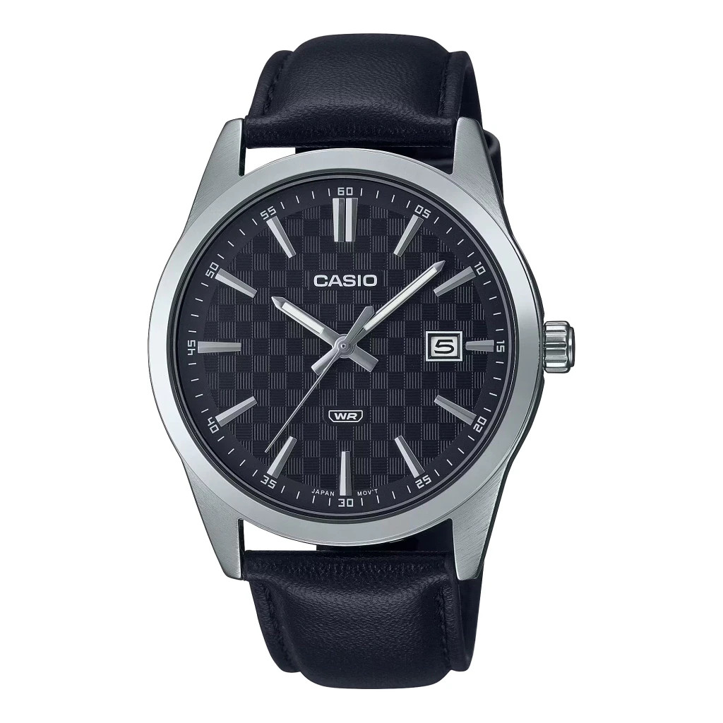 Casio Men’s Matte Textured Quartz Black Leather Watch – MTP-VD03L-1AUDF NEW