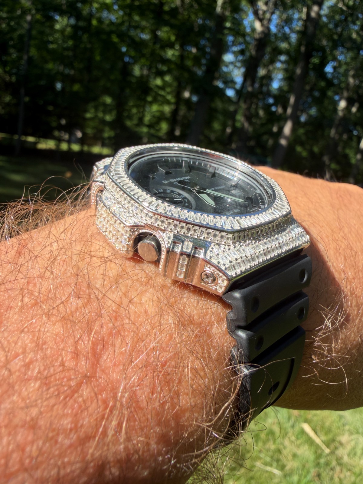 MOISSANITE Real 925 Silver Iced Baguette Casio G Shock GA-2100 Hip Hop Watch