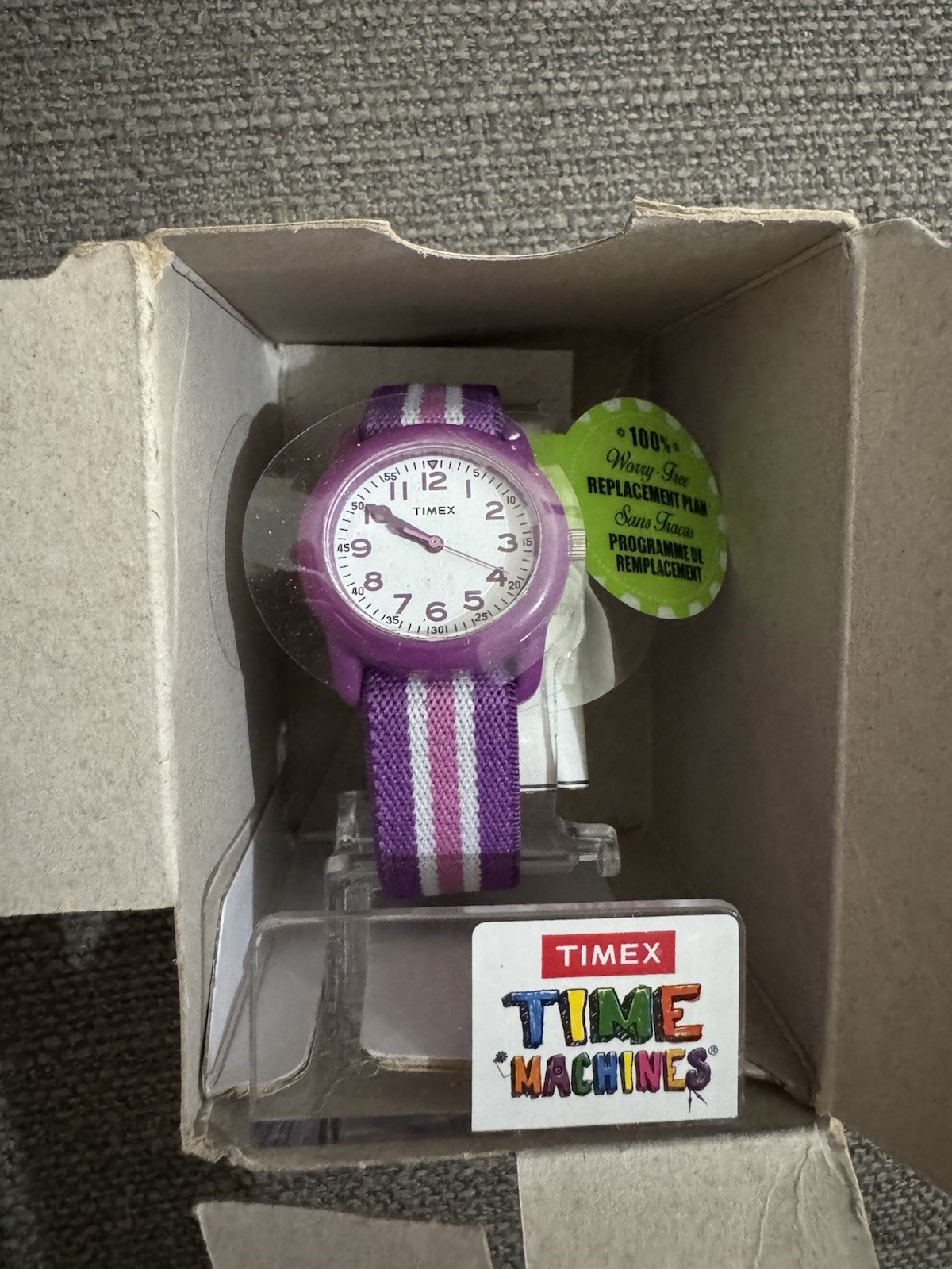 Timex Time Machines Purple Stripped Nylon Band Kids Watch – TW7C061009J