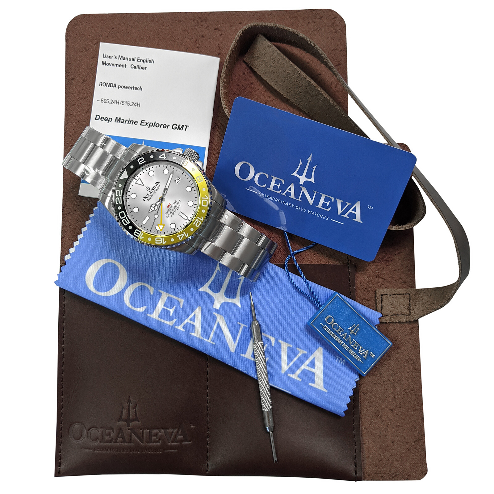 Oceaneva Men’s Deep Marine Explorer GMT Watch 1250M Pro Diver Yellow and Black
