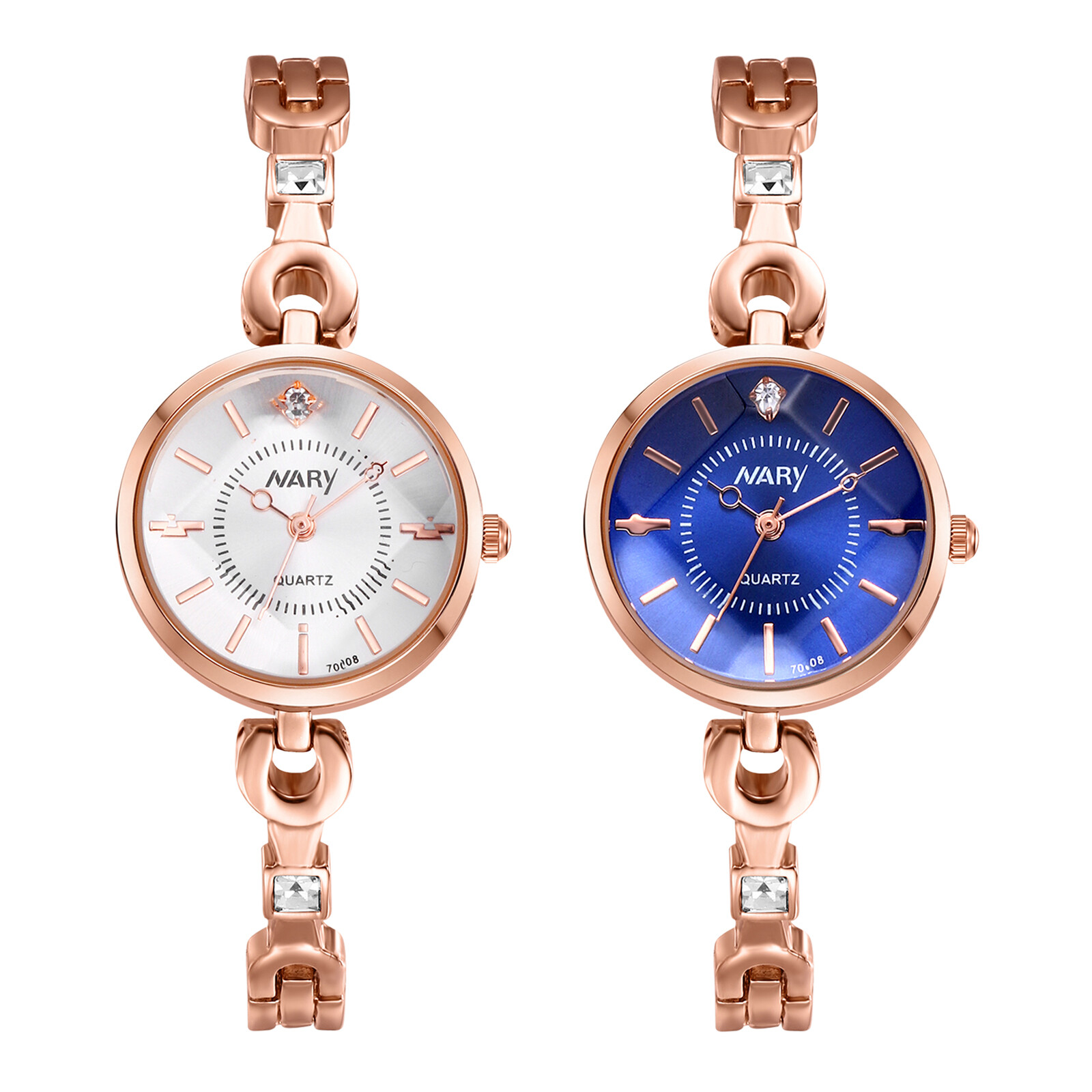 Womens Stylish Slim Rose Gold Bracelet Band Round Quartz Waterproof Wrist Watch