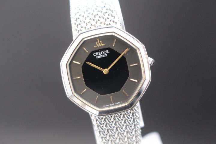 Vintage 1983 Seiko Credor 8420-5660 Black Tone Qz 25mm Women’s Watch JAPAN