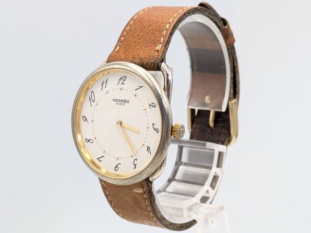 Hermès Arceau Unisex Vintage Quartz Gold/Steel White Dial Watch Authentic