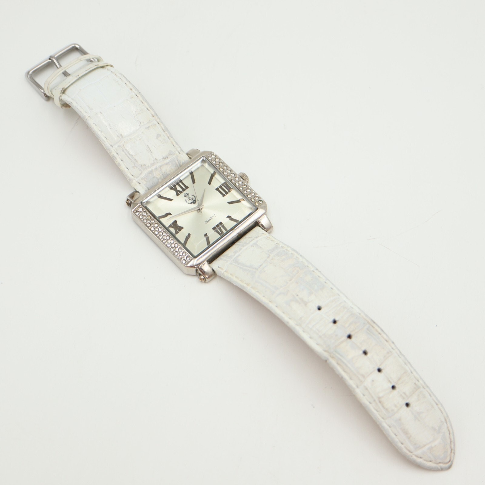 Premier Designs Ladies Watch 40mm Square Dial White Crocodile Leather Working