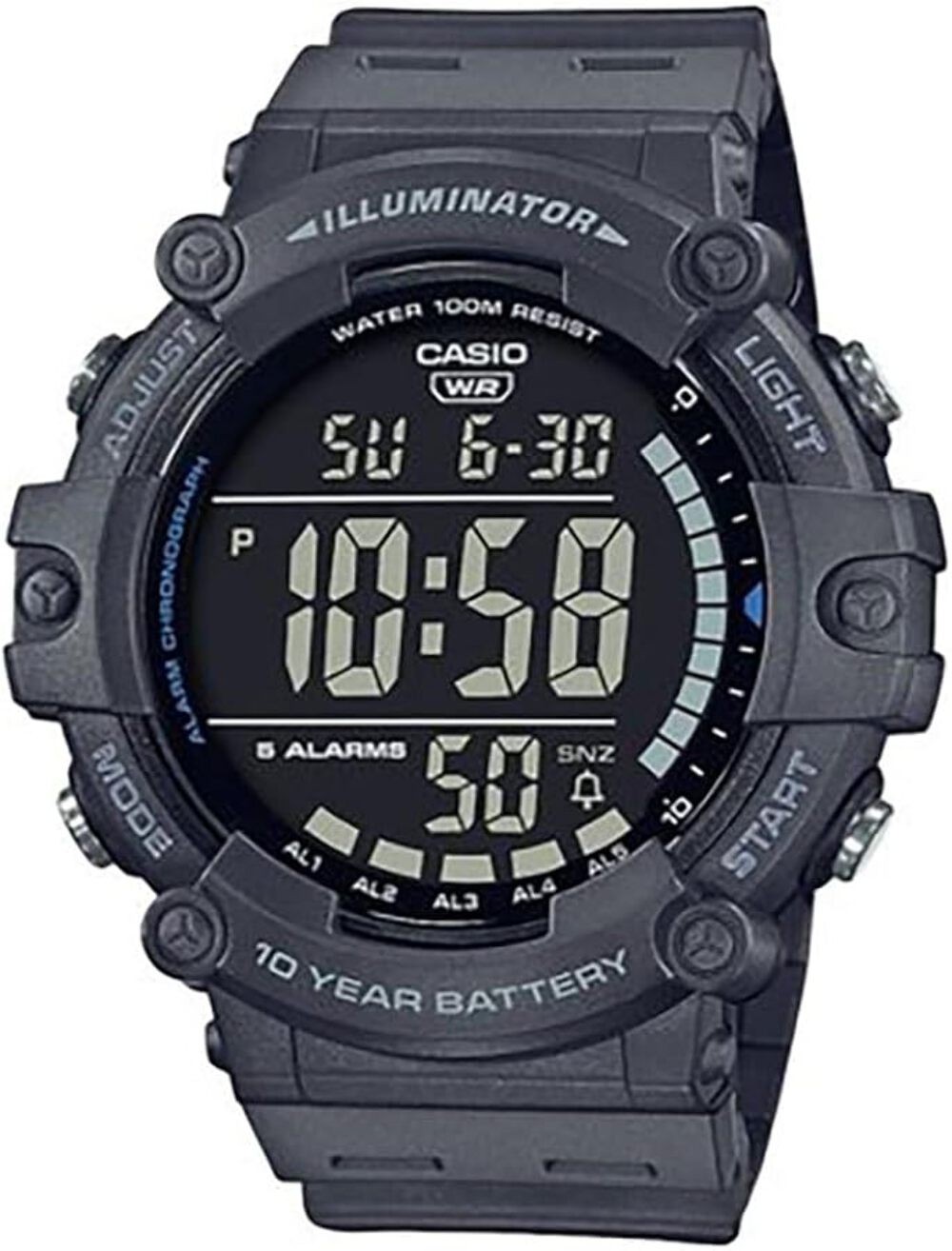 Casio AE1500WH-8BV Digital Watch Resin Band 100M Water Resistant Wide Face AE-1