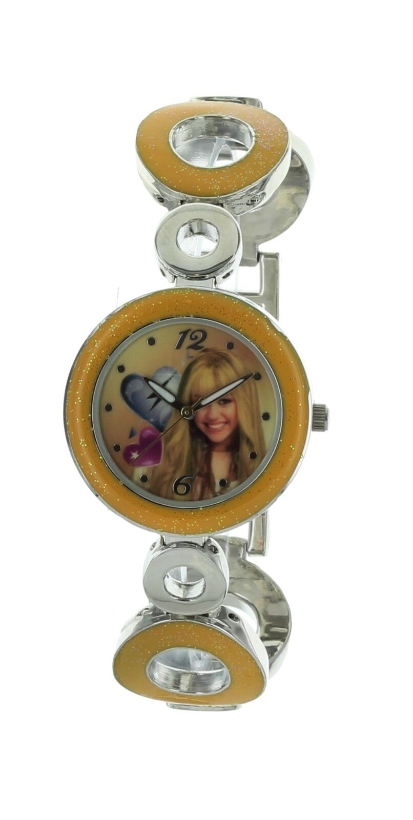 Girls DISNEY Hannah Montana watch Silver tone band with orange HM1086