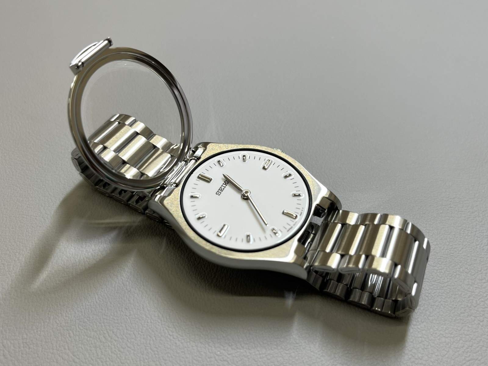 SEIKO Tactile Readable Watch SQBR019 Convex dial White Stainless steel Japan