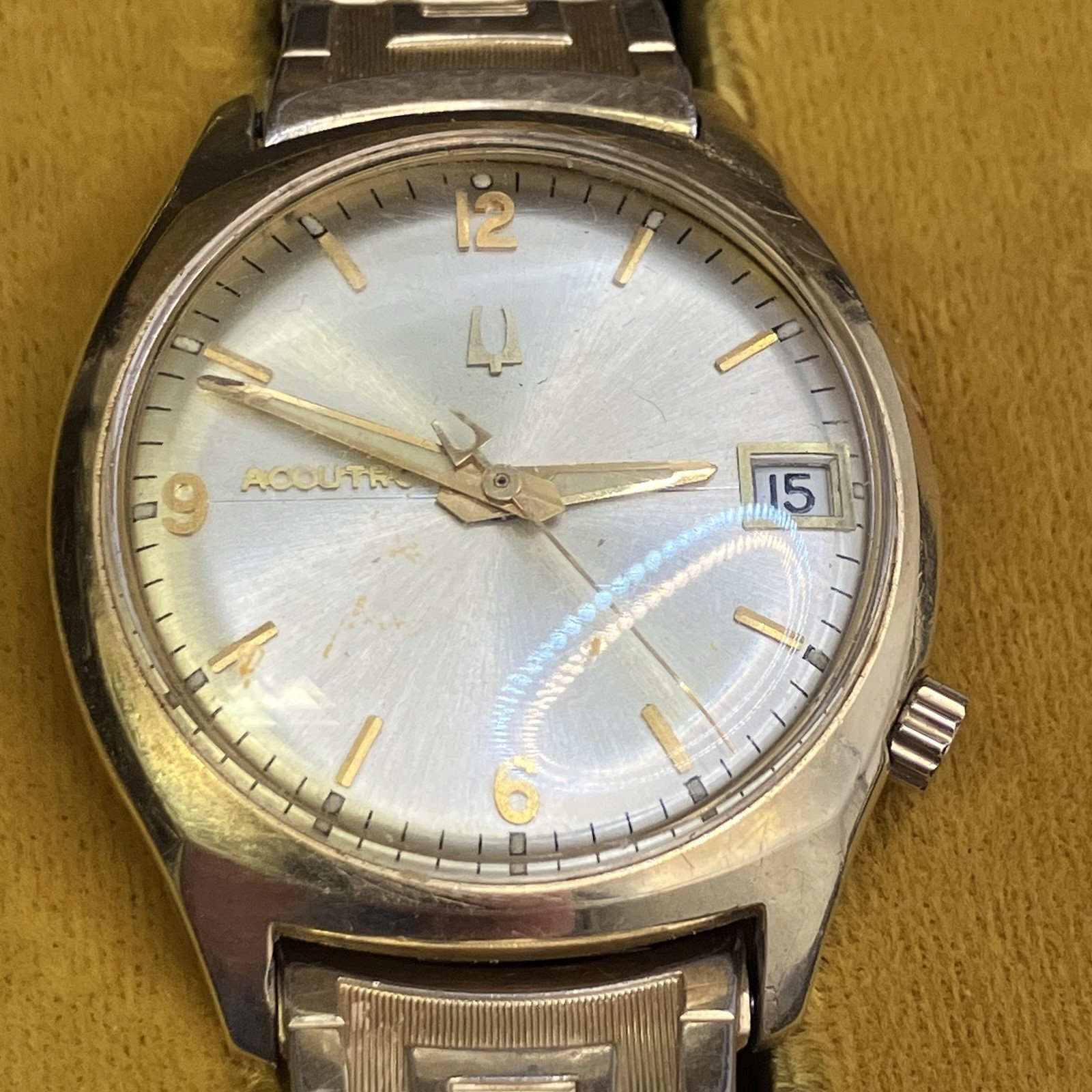 Vintage Bulova Accutron G696409 M9 14k Yellow Gold Filled Date Watch – UNTESTED