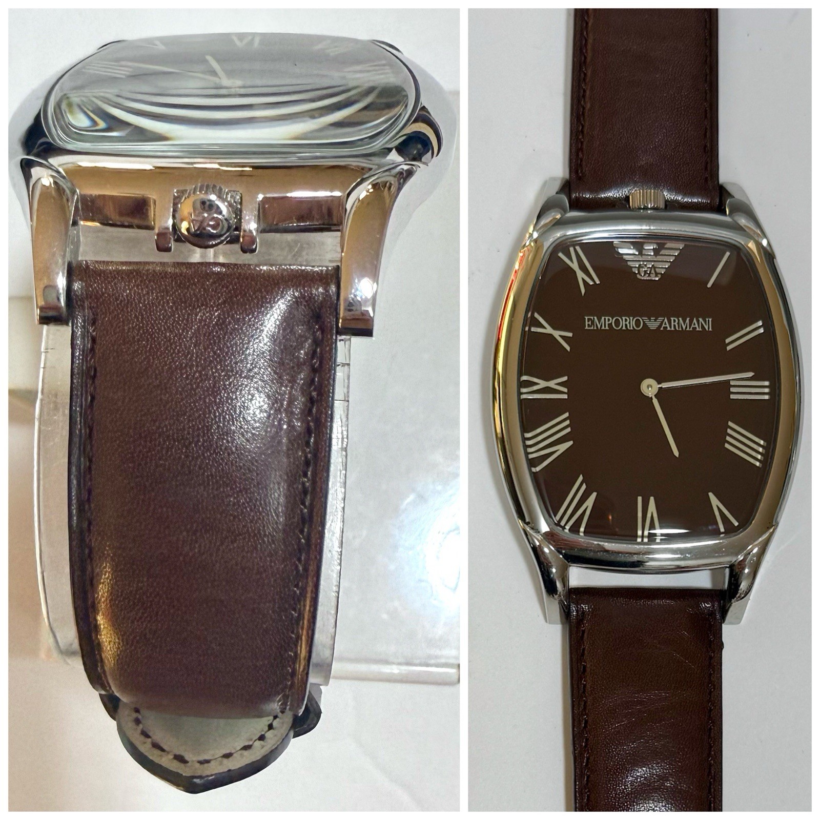 Chocolate Brown Dial & Strap | W40mm x L56mm Slvrtn Tonneau EMPORIO ARMANI Watch