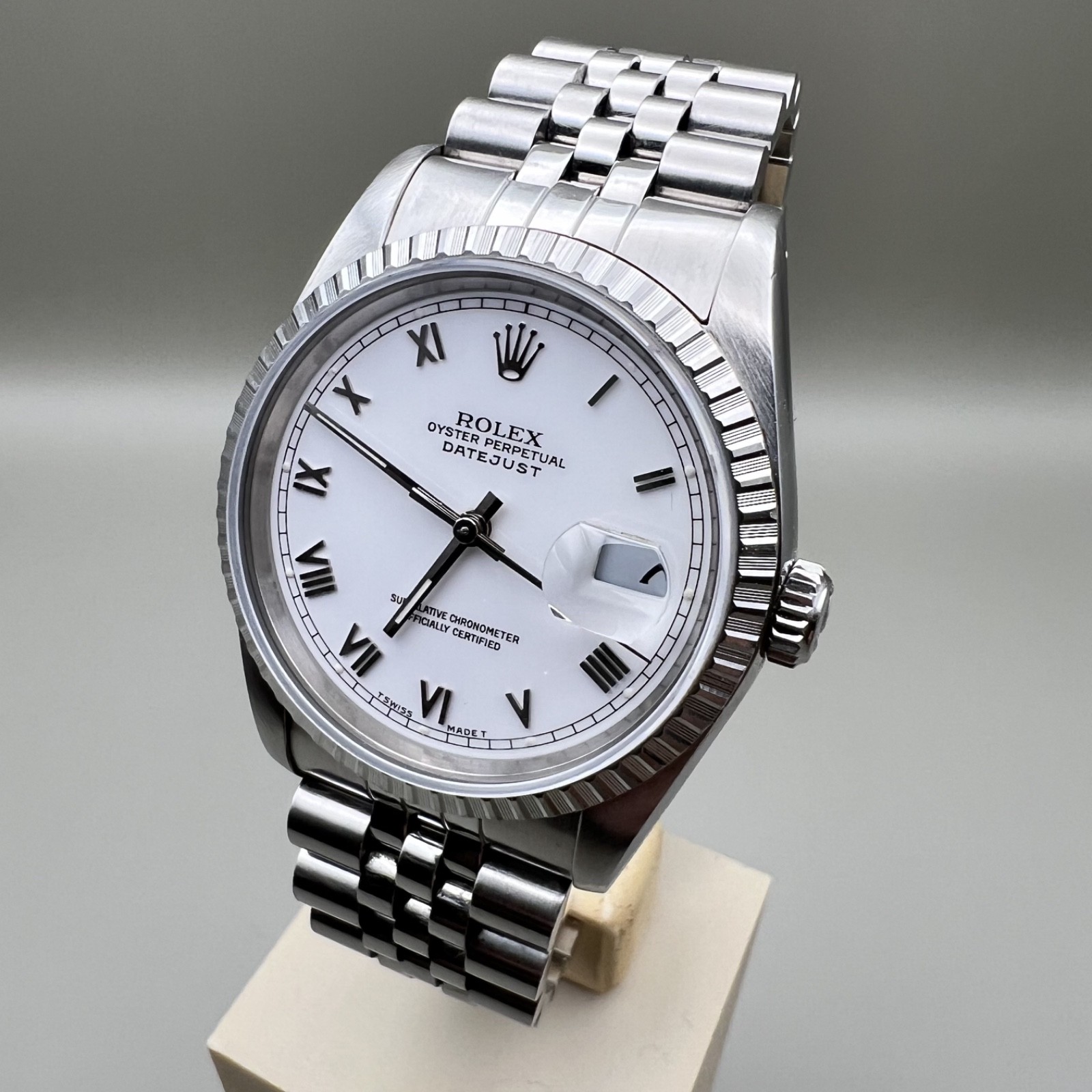 Rolex Datejust 36, 16220 Original Box, White Roman Dial, Jubilee Bracelet
