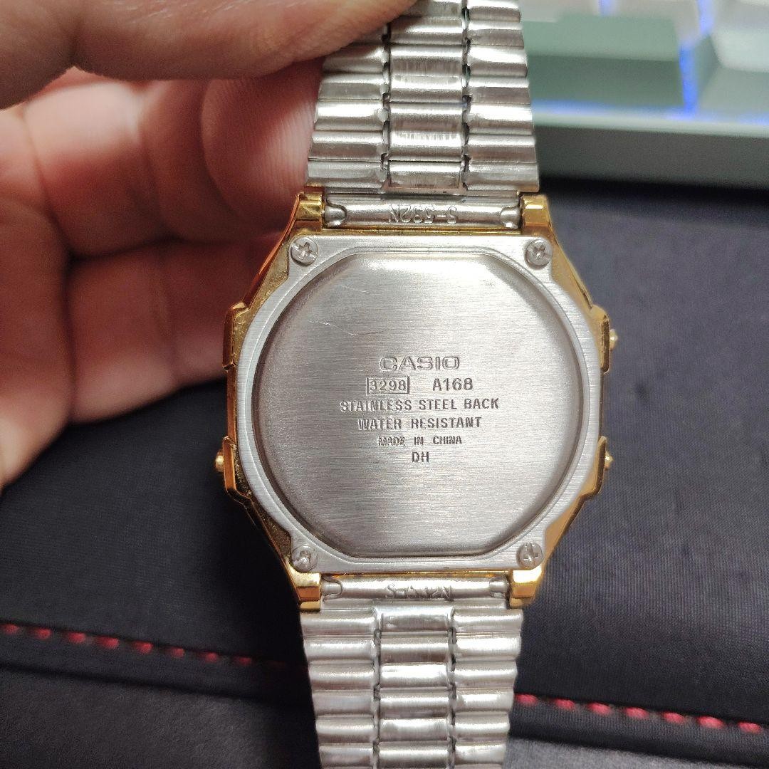 CASIO A168WG-9W Watch Gold Argyle Dial EL Backlight Unisex