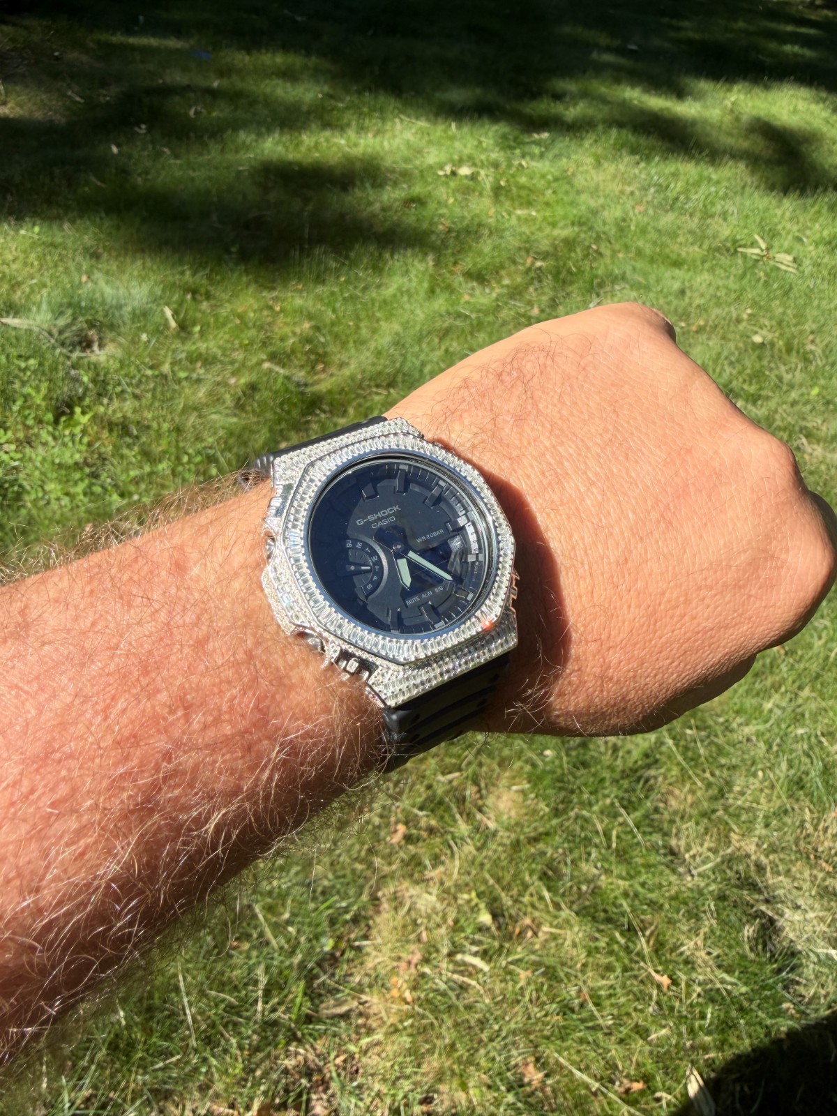MOISSANITE Real 925 Silver Iced Baguette Casio G Shock GA-2100 Hip Hop Watch