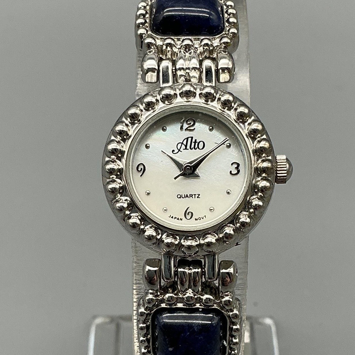 Alto Womens Watch 21mm MOP Dial Silver Tone Multicolor Stone New Battery 6.75″