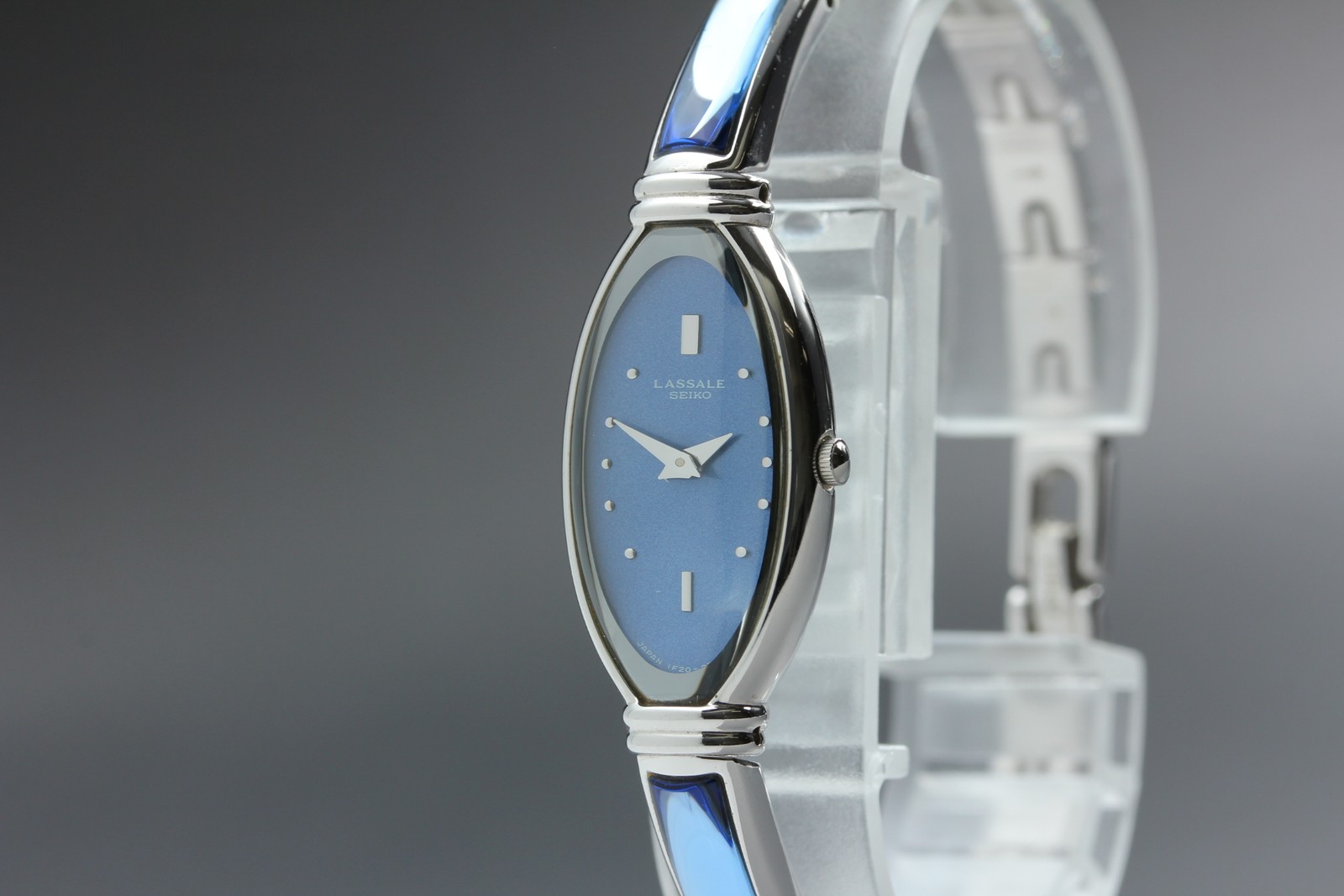 [Exc+5] SEIKO LASSALE 1F20-6F40 Quartz Blue Dial Oval Ladies Watch from JAPAN