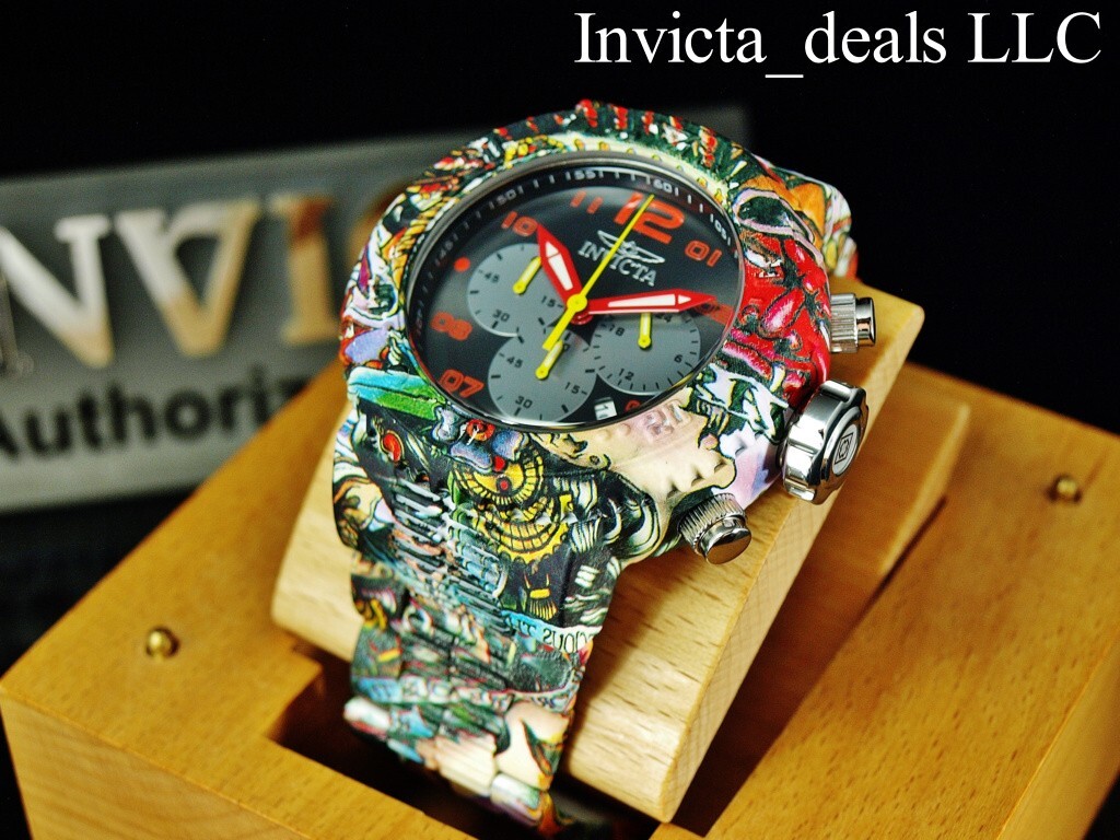 Rare Invicta Men’s 52mm GRAND Pro Diver GRAFFITI Chronograph HYDROPLATED SS Watc