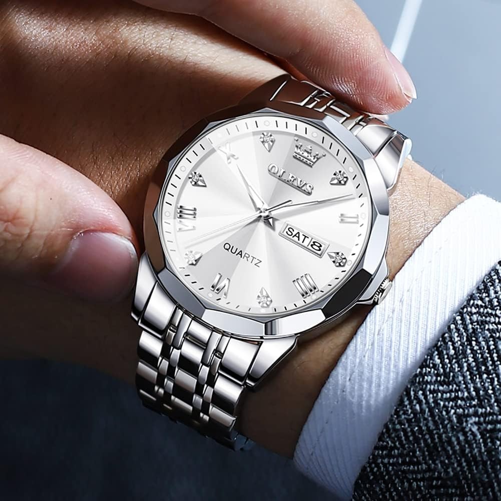 Elegant Men’s Business Watch with Diamond Indexes, Luminous Function, Waterproof