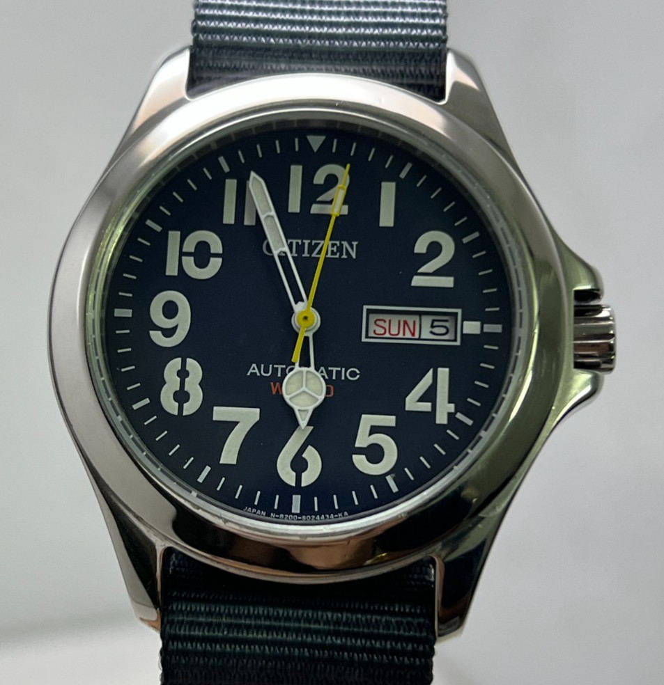 Vintage Citizen 8200-S012881 Military Style Automatic 21J Blue Dial Men’s Watch