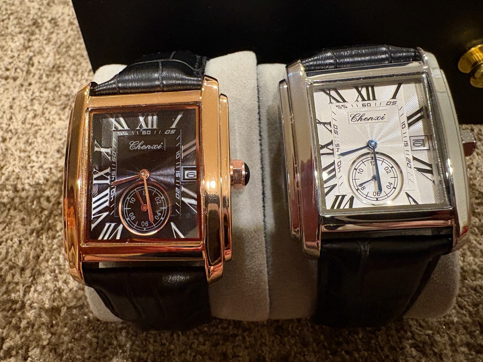 CHENXI Men’s Quartz Watches pair. Steel, and Rose Gold. USA, Free Shipping.