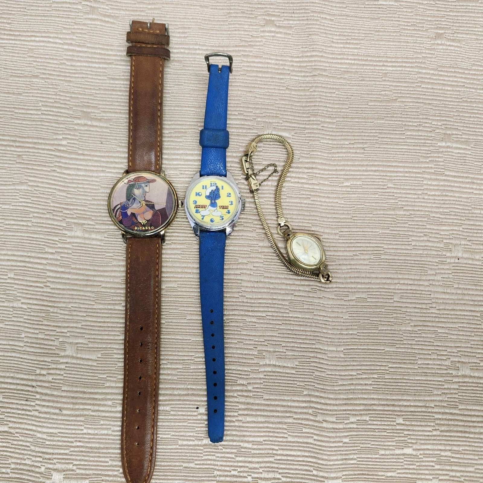 Vintage Watch Lot Of 3 Smurf Time, VP Picasso & Orvin 17 Jewel (All Untested)