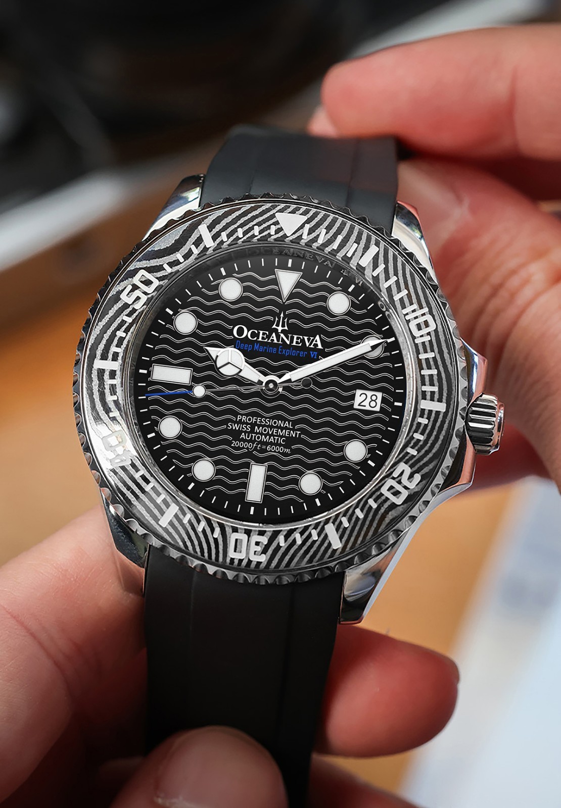 Oceaneva 6000m Grade 5 Titanium AUTOMATIC Watch SWISS MOVEMENT Black