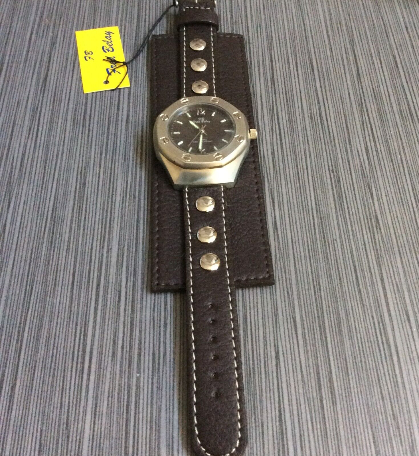 Fred Belay Men’s Watch Octogon Screw Bezel Brown Dial on a Brown Strap Band New!