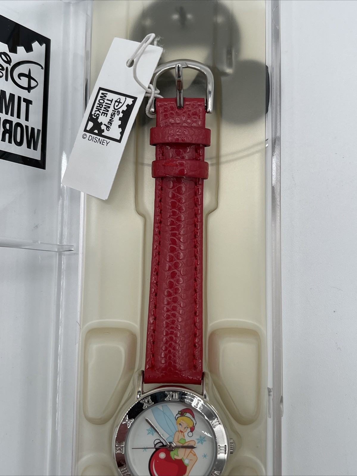 Disney Time Works Tinker Bell Christmas Ornament Watch Red Strap Special Edition